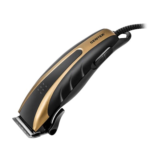 Машинка для стрижки волос Centek CT-2110 (черный/золотой) титановые ножи, прорезиненный корпус