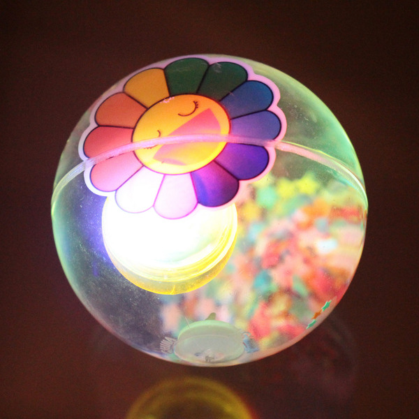 Мяч 6,5 см "Радужный цветочек" (попрыгун с водой и подсветкой) СТИКЕР НА ВЛОЖЕНИЕ