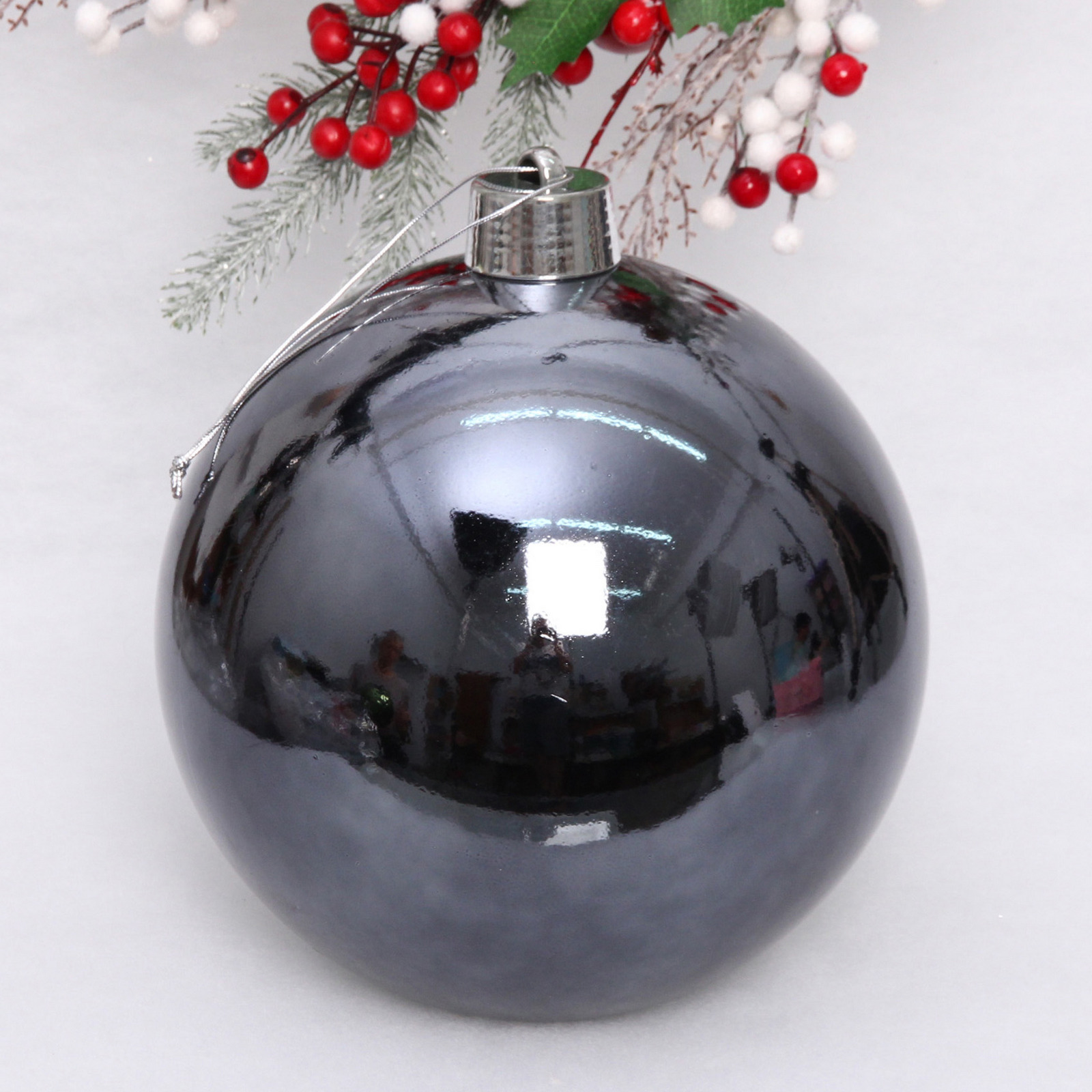 Новогодний шар 25 см "Глянец", графит