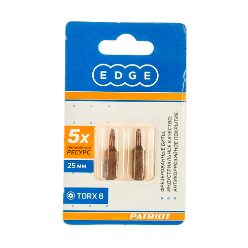 Бита EDGE by PATRIOT T8, сталь S2, 25 мм, 2 шт в блистере