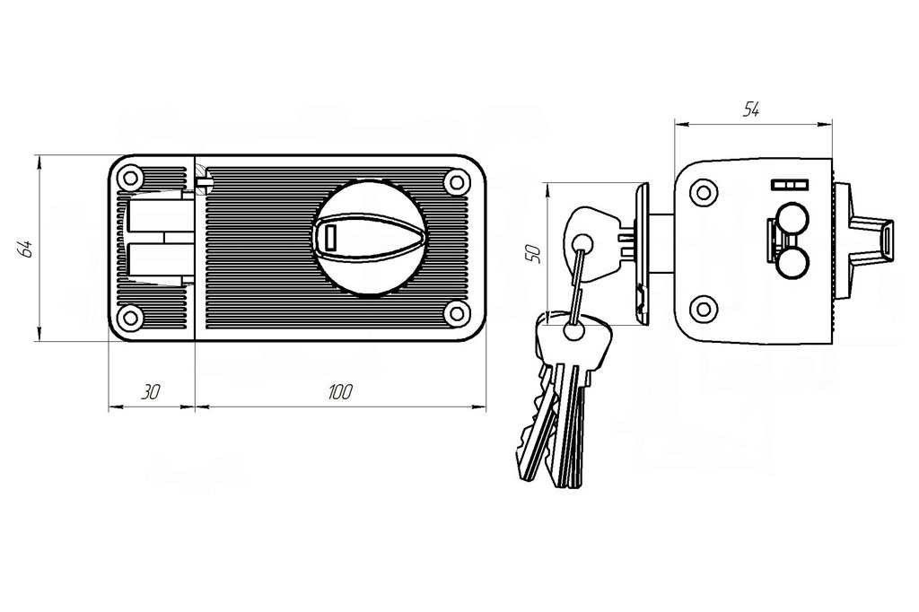 Д-град Зенит ЗН2-3 Медь Замок накладной (16)