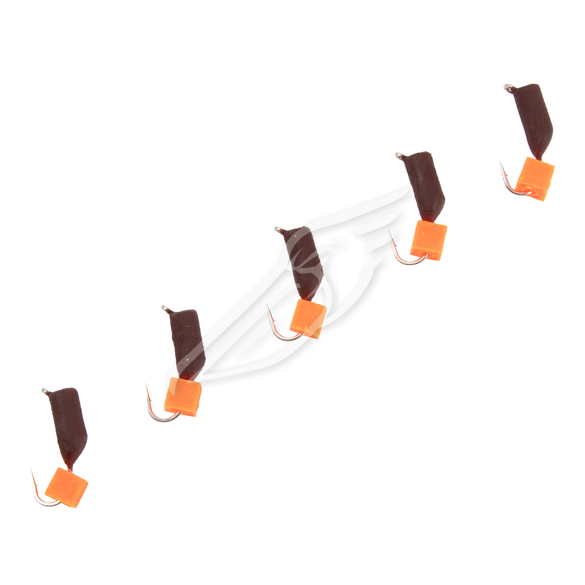 Мормышка безнасад. ЯМАН "Гвоздекубик" матовый шоколад, d-3 мм, вес 0,85 г, ядр.кубик красный(уп.5шт)