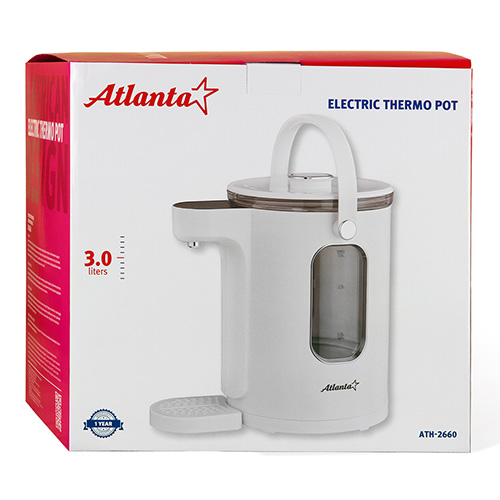 Термопот электрический  Atlanta 3 л, LED дисплей, 1350-1600 Вт (ATH-2660), white