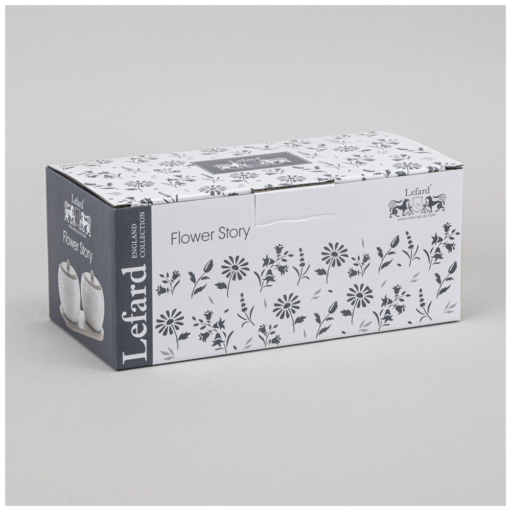 НАБОР БАНОК LEFARD, FLOWERS STORY, С ДЕР. КРЫШКОЙ НА ДЕР. ПОДСТАВКЕ 2 ШТ. 12*11 СМ 550 МЛ