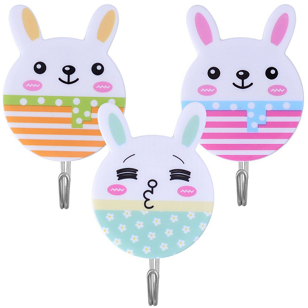 Набор из 3-х крючков "Зайчата". Размер 7,5х2х4,2 см. 