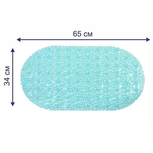 Ковер антискользящий Delphinium коллекция "Линза" 65х34см, бирюзовый