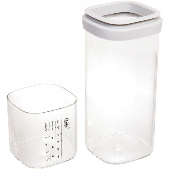 Банка для продуктов стеклянная 800мл "O'lala" с мерный стаканом