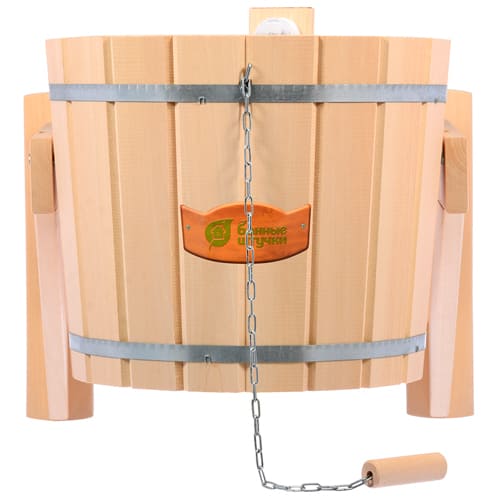 Русский душ 16 л, обливное устройство c пластиковой вставкой и наливным клапаном, липа "Банные штучки"