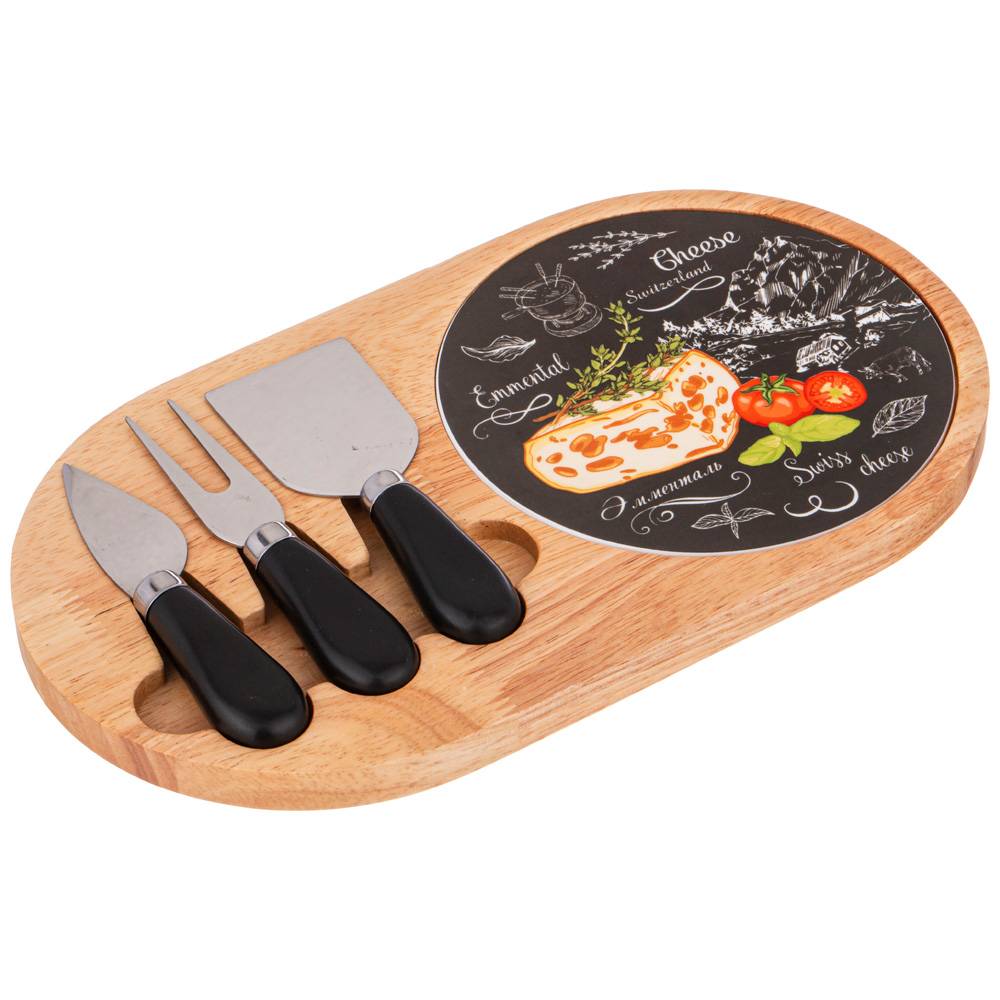 НАБОР ДЛЯ СЫРА LEFARD, СЕКРЕТНЫЕ ИНГРЕДИЕНТЫ, 4 ПРЕДМЕТА ЧЕРНЫЙ 30*17*2, 5 СМ, КОР=12НАБ.
