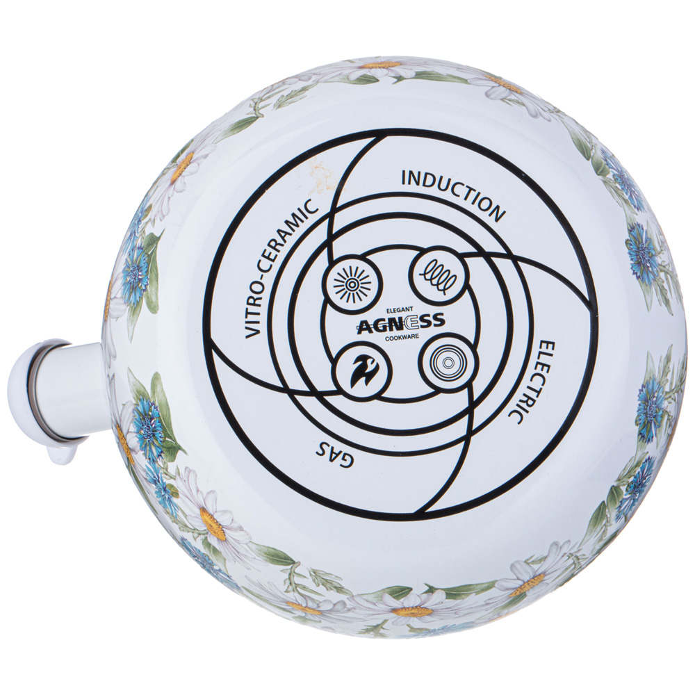 ЧАЙНИК AGNESS ЭМАЛИРОВАННЫЙ СО СВИСТКОМ СЕРИЯ, SENTIMENT,  2, 2Л, ИНДУКЦИОННОЕ ДНО