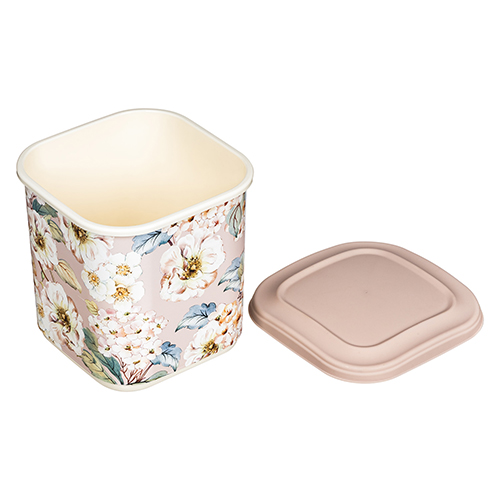 Емкость для сыпучих продуктов 1.8 л Homver 221160027/06 с декором, бежевая