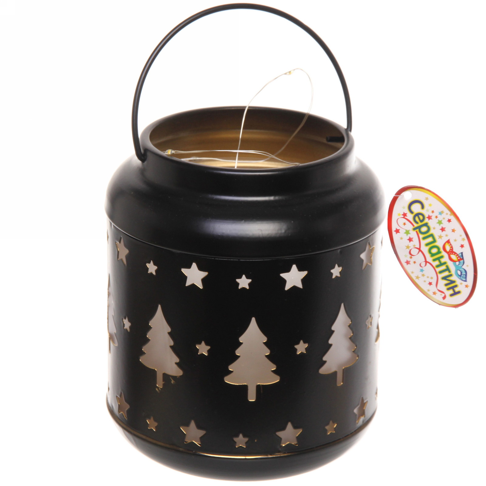 Сувенир с подсветкой "Сказочная ёлка" 12*15 см, чёрный