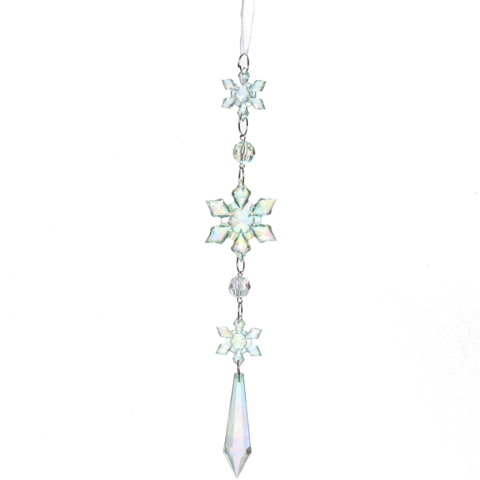 Подвеска "Хрустальная снежинка" 4,5*22 см, Зелёный