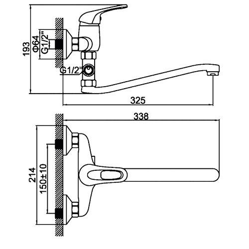 Смеситель для ванны LEDEME длин. излив L2139-B LEDEME, 1/10