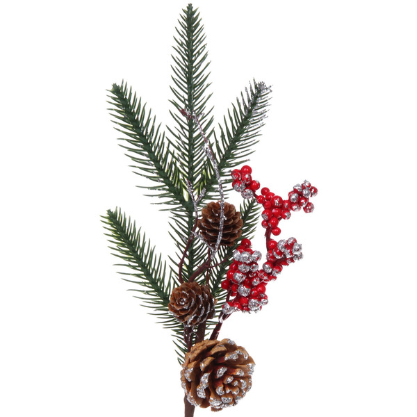 Ветка декоративная "Зимний шарм" 35 см