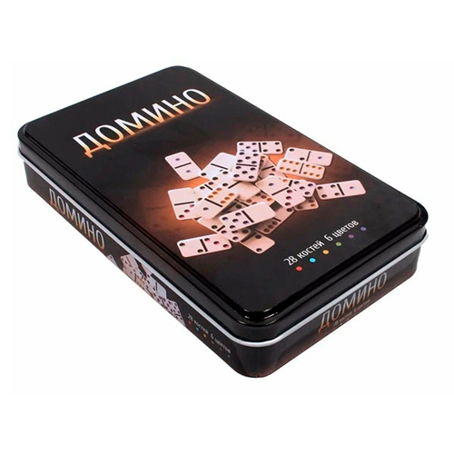 Игра настольная "Домино" в металлической коробке 19х11,5х3,5 см. ID9677