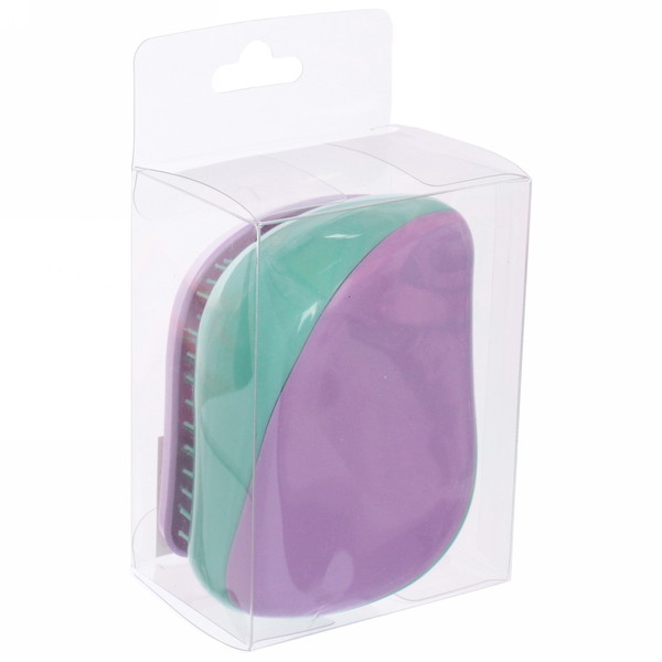 Расческа массажная компактная "Harizma", цвет сиреневый/мятный, в пластиковой коробке, 8*6 см