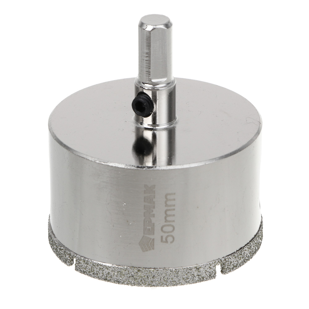 ЕРМАК Коронка алмазная с центрирующим сверлом d 50 мм по керамике и стеклу, Р45, трехгр хвостовик