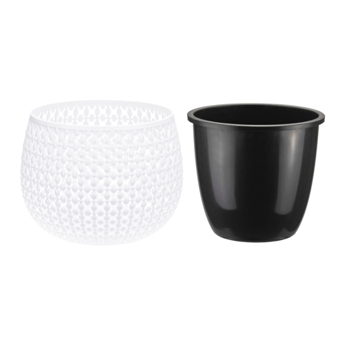 Кашпо 1.5 л IDEA ПИРУЛА М 3100, 175 мм, с вставкой, белый