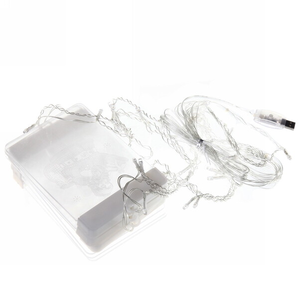 Гирлянда для дома БАХРОМА ш2,0м* в90/70см 36 ламп LED "3D Новый год",8 реж., с пультом Д/У, IP-20, Теплый белый (USB)