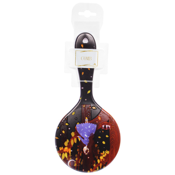 Расческа массажная круглая "ЭФФЛОДИ", микс 4 дизайна, 22*10см (PVC подвес)