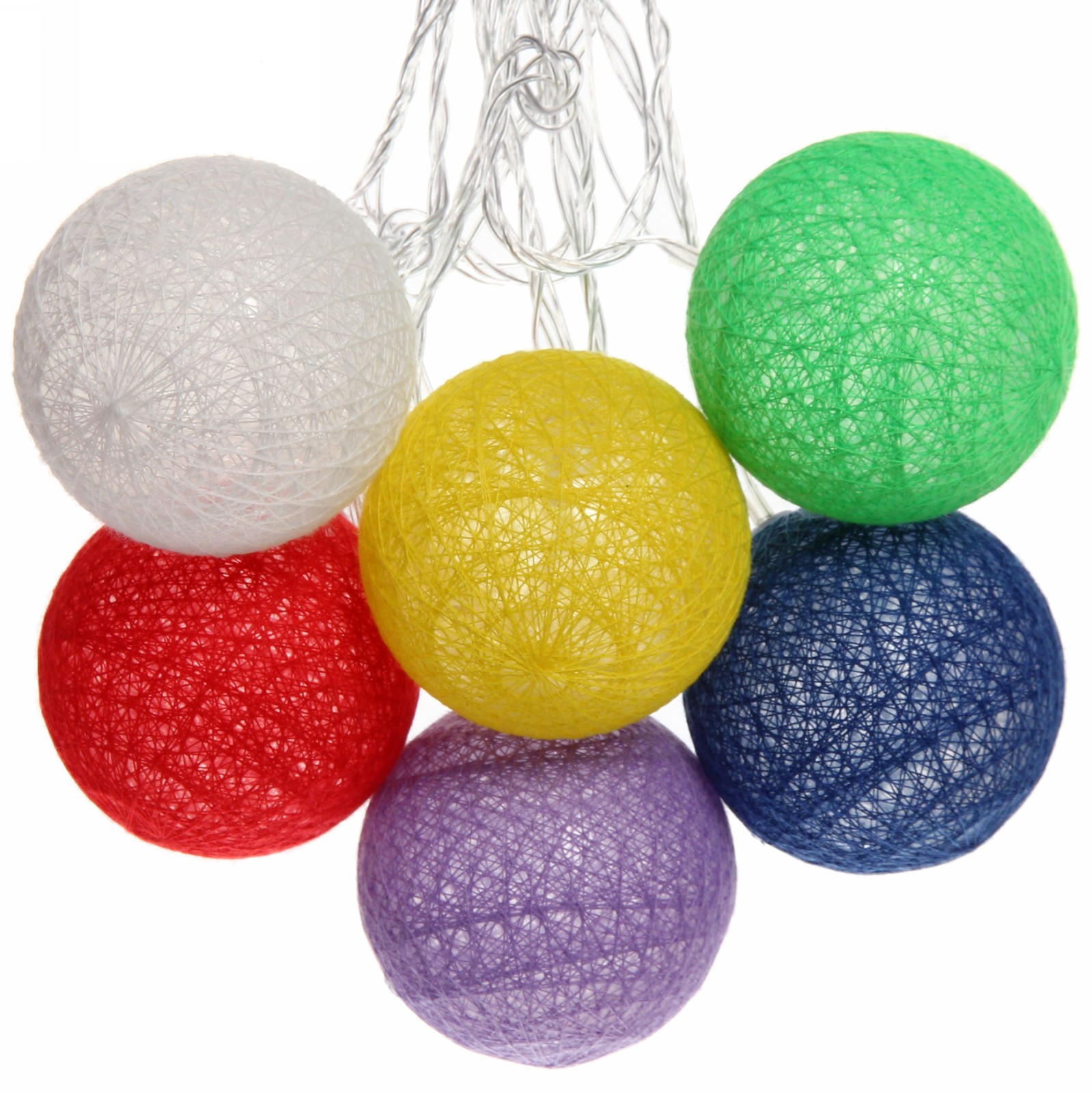 Гирлянда для дома 4 м, 20 ламп LED  с насадками "Шар плетеный" d6 см, прозр.провод, IP-20, Цветные шары (с возможностью соединения)