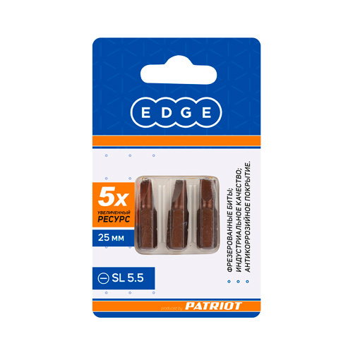 Бита EDGE by PATRIOT SL 5.5. мм, сталь S2, 25 мм, 3 шт в блистере