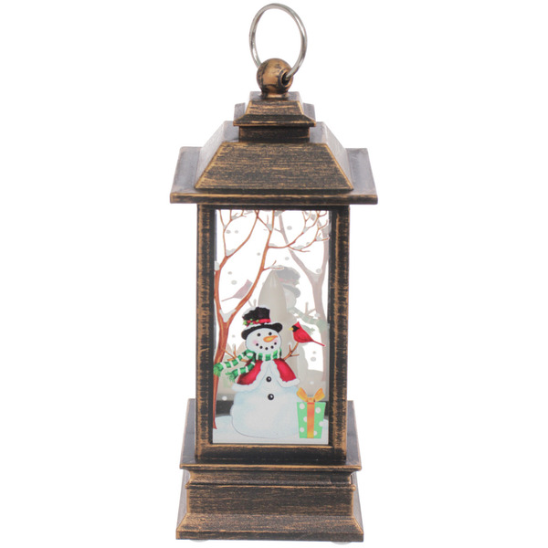 Сувенир с подсветкой "Снеговик в лесу" 12*5,5  см, бронза (3хAG13)