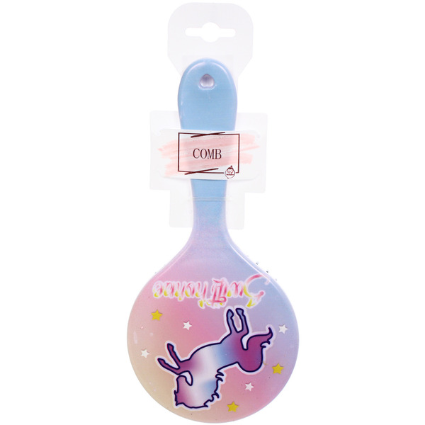 Расческа массажная круглая "ТВОИ МЕЧТЫ", микс 4 дизайна, 22*10см (PVC подвес)