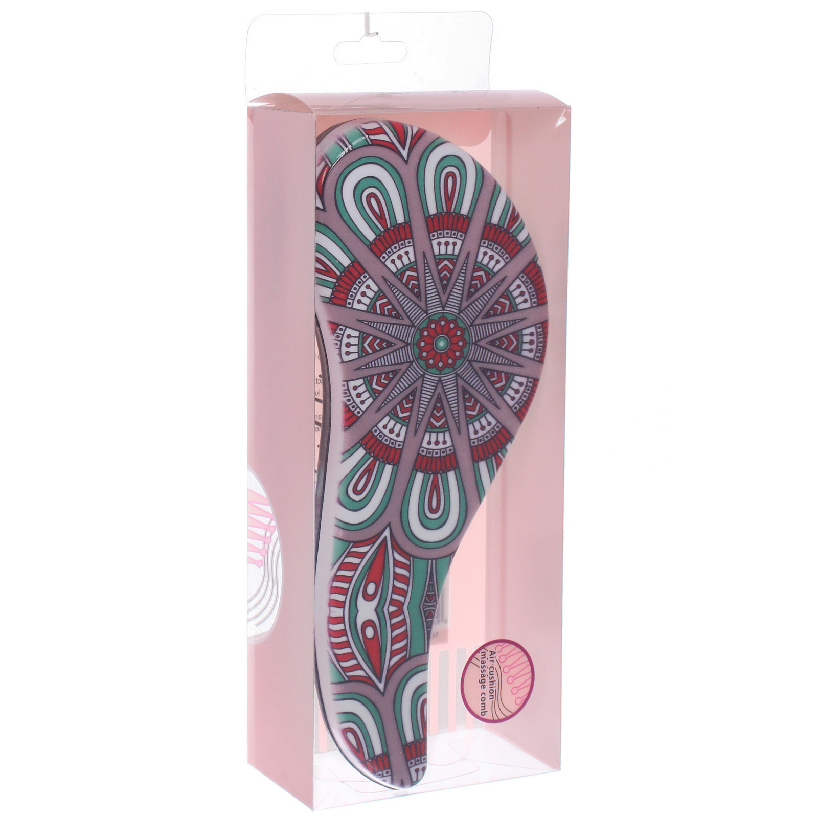 Расческа массажная компактная "ЛАНТА", микс 4 дизайна, 18*7,5см (PVC коробка)