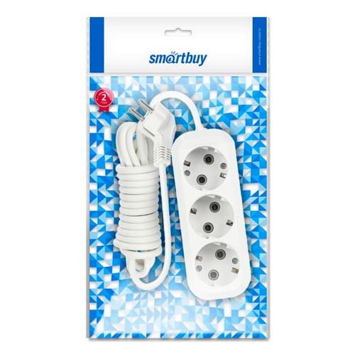 Удлинитель New, 3 гнезда 7 метров 16А/3,5кВт с заземлением ПВС 3х1,0 мм² (SBE-16-3-07m-Z)/30