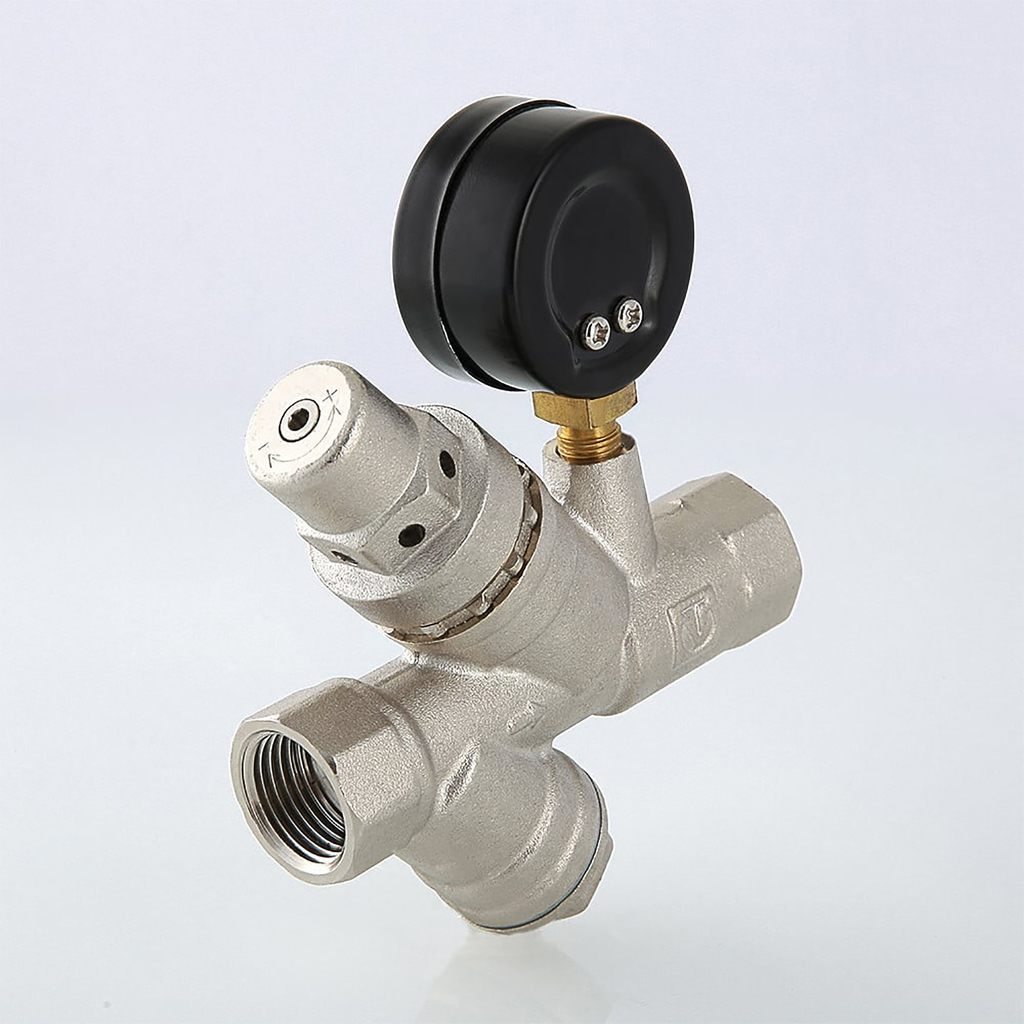 Клапан подпиточный с фильтром механической очистки и манометром  1/2" VALTEC VT.515.N.04