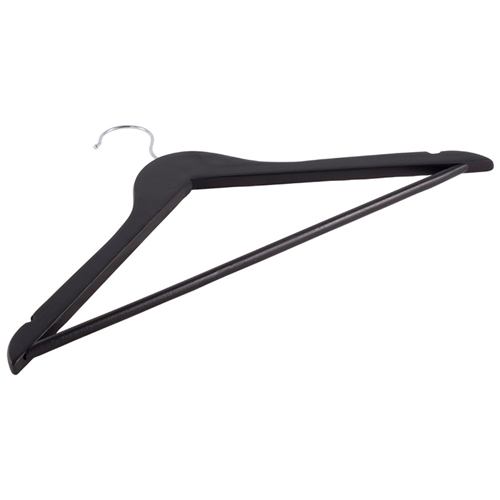 Набор вешалок деревянных с перекладиной, 3 шт, черный