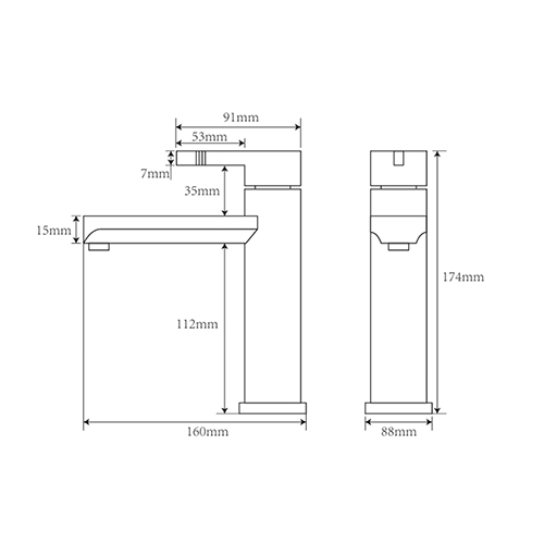 Смеситель для раковины DIKALAN AL1077G монолитный Цвет - серый матовый  (1/20)