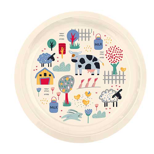 Тарелка детская 215 мм, с декором Ферма светло-бежевая
