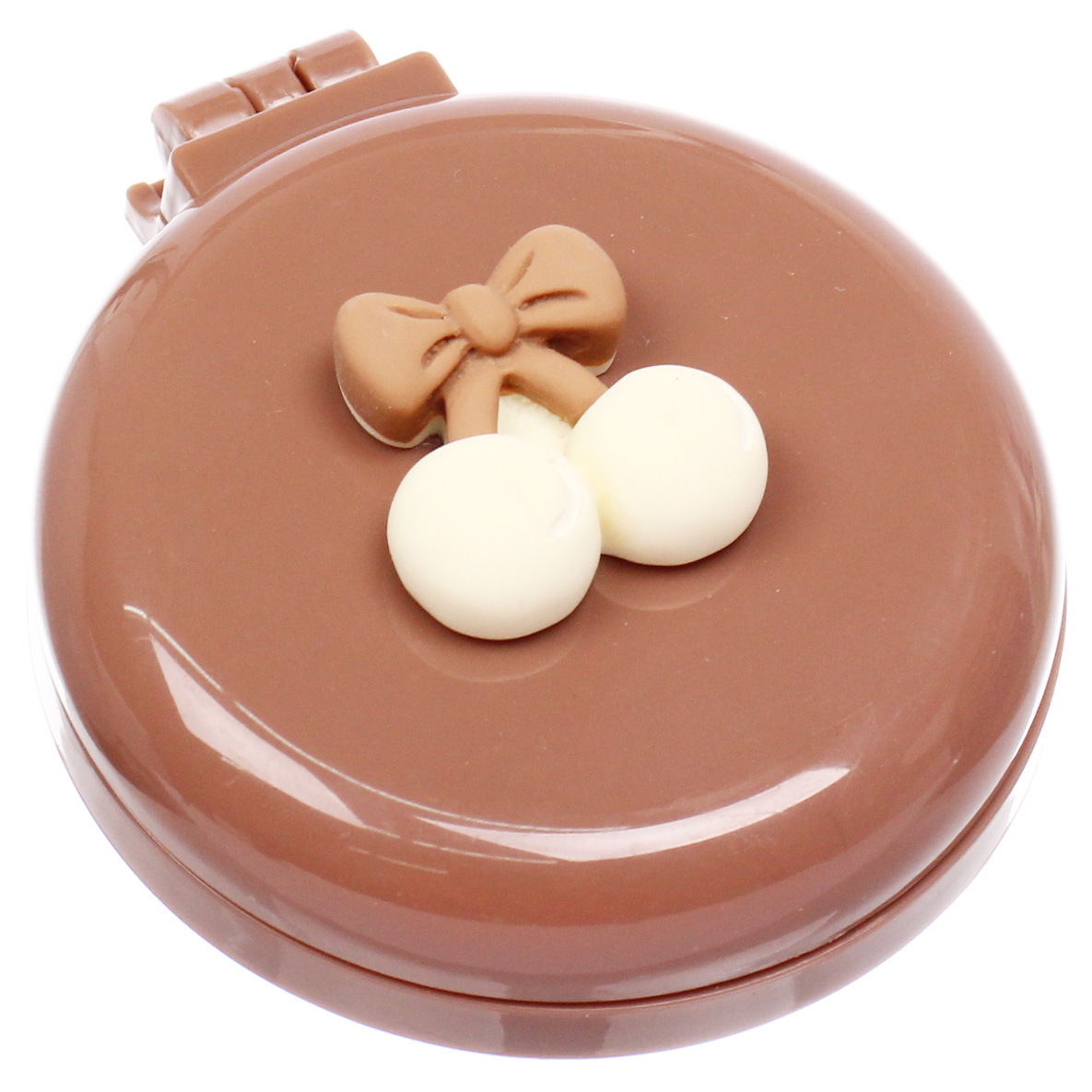 Расчёска массажная складная с зеркалом "БАМБИ БУМ", цвет шоколад, d-6.5см (пакет с подвесом)