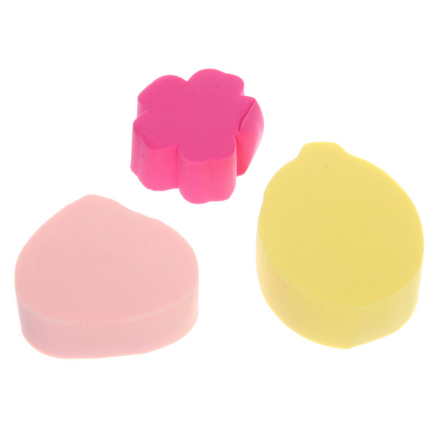 Спонжи для макияжа 3шт "ЭФФЕКТО", тропики, цвет микс, 8,2*6*2см