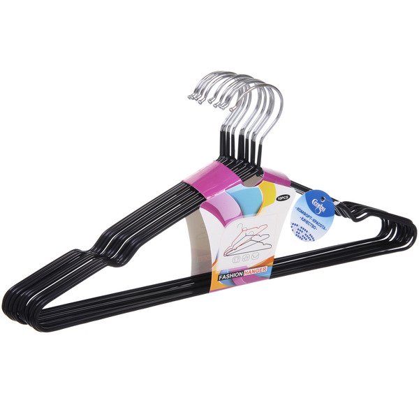 Плечики металлические нескользящие с полимерным покрытием 10шт "ТАРТИТАН", цвет чёрный, 40см