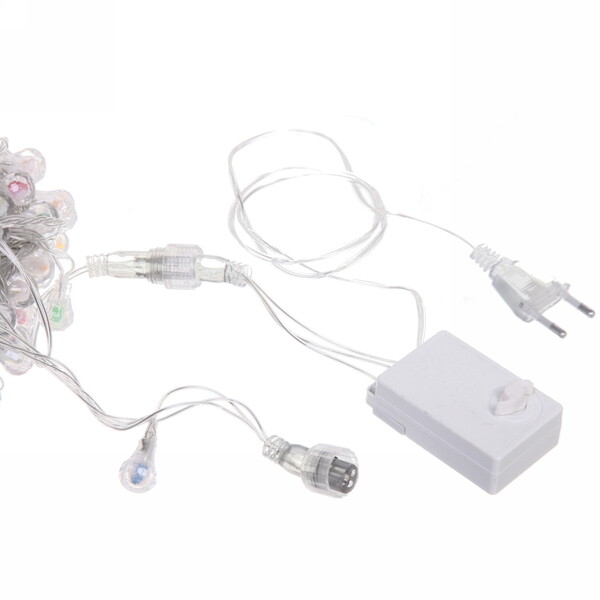 Гирлянда для дома НИТЬ "Сияющая капля" 10 м 60 ламп LED, прозр.пров, 8 реж,IP-20, Мультицвет (возможность соединения)