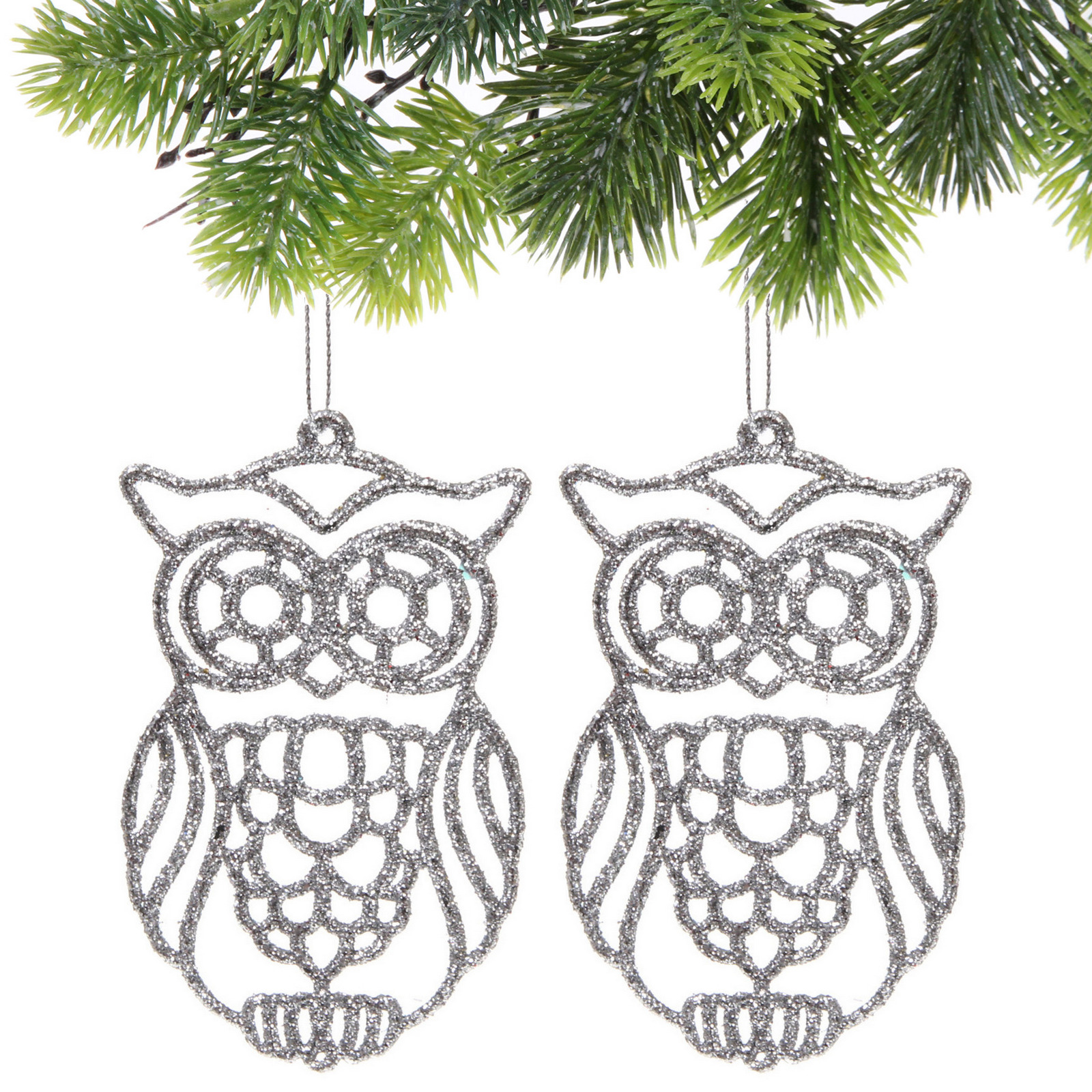 Подвеска "Мудрая сова" 10 см (набор 2 шт), серебро