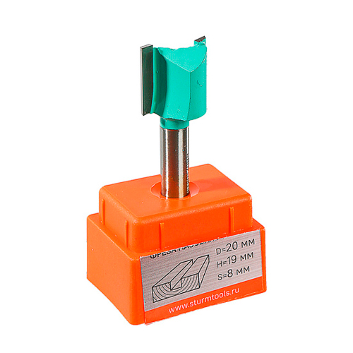 Фреза пазовая прямая с двойным лезвием 20х19х55 мм хвостовик 8 мм STURM RB02-081920