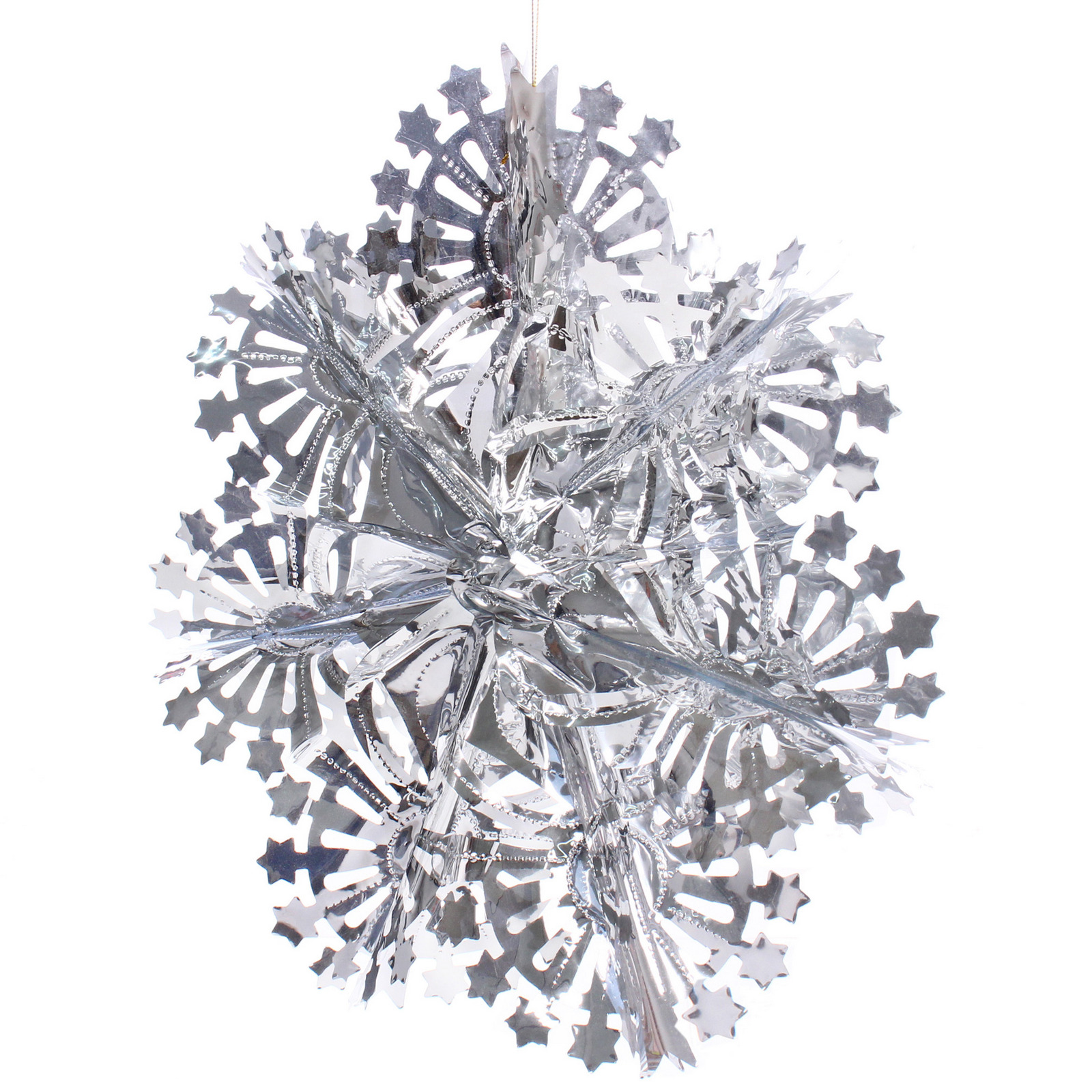Украшение фольгированное "Сказочная снежинка" d-30 см, Серебро