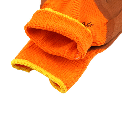 Перчатки утепленные облитые с двух сторон коричнево-оранжевые c черными пальцами (10/480)