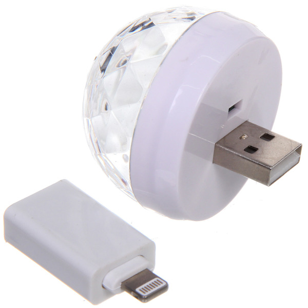 Диско-шар mini "Каледоскоп", LED (красный, зеленый, синий), переходник USB для iPhone