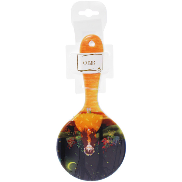 Расческа массажная круглая "ЭФФЛОДИ", микс 4 дизайна, 22*10см (PVC подвес)