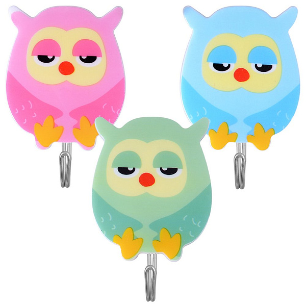 Набор из 3-х крючков "Совушки". Размер 7,5х2х4,2 см. 