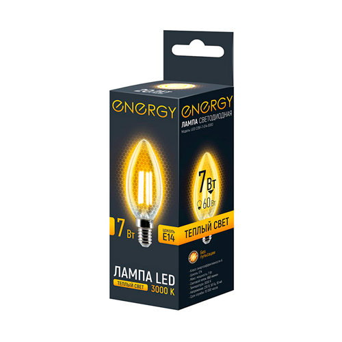Лампа светодиодная Energy LED С35F-7-E14-3000