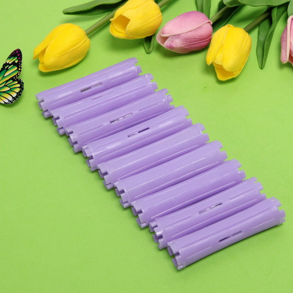 Бигуди пластмассовые-коклюшки 9шт "Styling", микс 6 цветов, d=2,2см (прозрачный пакет с подвесом), без резинки