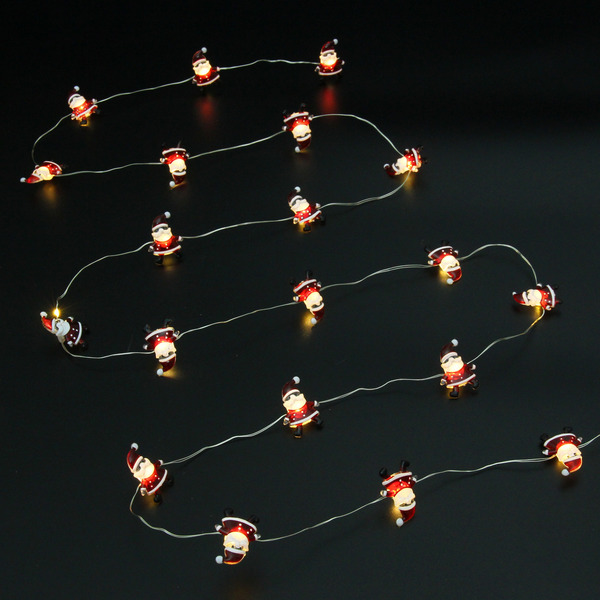 Гирлянда для дома "Дед Мороз" (3,3*2,5см) на батарейках 2,0 м 20 ламп LED, 1 реж., IP-20, Теплый белый (батарейки CR2032)