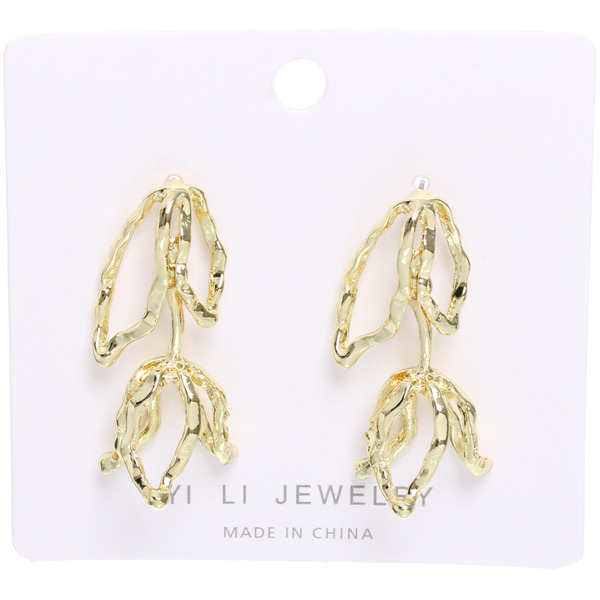 Серьги "ЭЛЛОДИ", тюльпаны, цвет золото и серебро, 4*1,5см